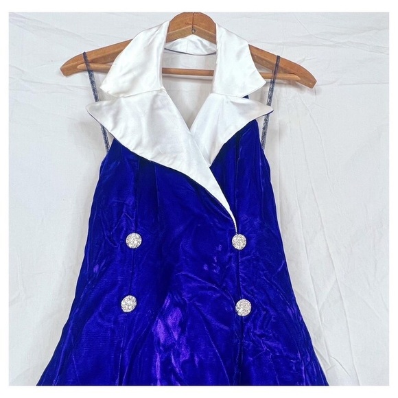 Vintage 90s Purple Velvet Sparkly Fit and Flare Cocktail Party Dress - Picture 3 of 9